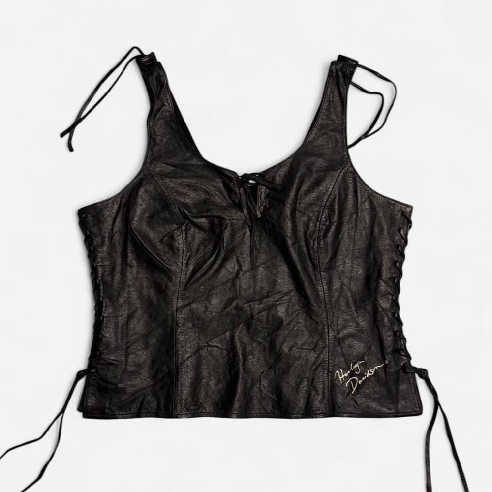 Harley Davidson Black Leather Corset